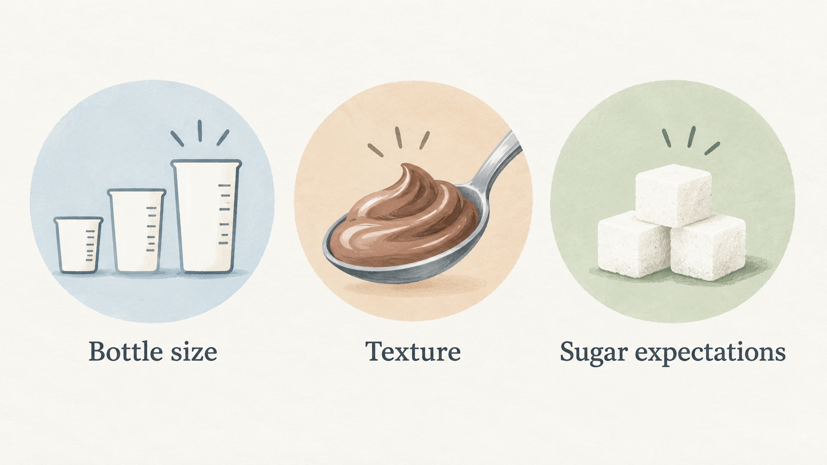 Compare the two named options using only the section’s stated flavour, texture, and buying considerations.