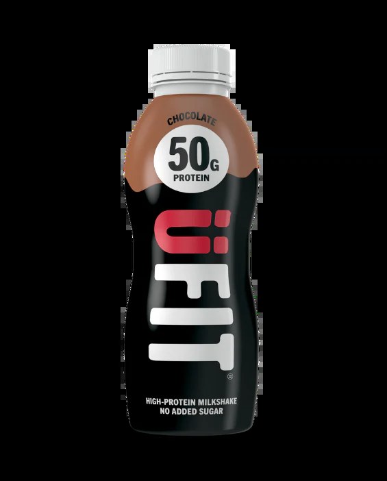 UFIT 50g chocolate bottle for protein-target comparison